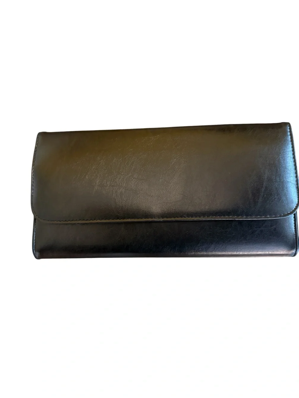 Classic Vintage Black Leather Clutch - Sleek and Minimalist